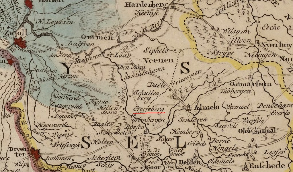 kaart uit 1800 centraal Overijssel