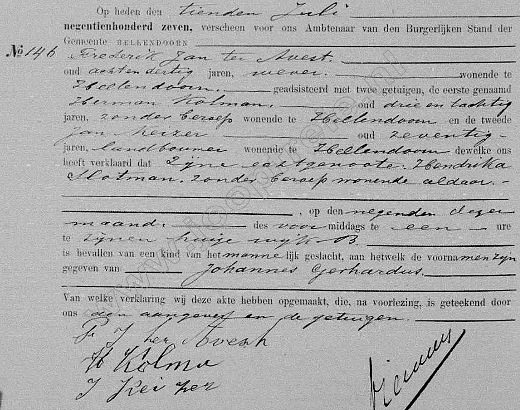 Klik voor foto in apart venster 163_geboorte_johannes_gerhardus_ter_avest_1907.jpg