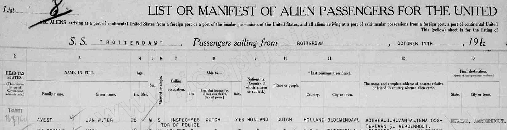 Klik voor foto in apart venster 730_jan_willem_ter_avest_passagierslijst_1922.jpg