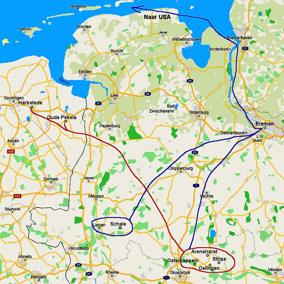 Emigratieroutes naar Nederland en Amerika Emigratieroutes naar Nederland en Amerika
