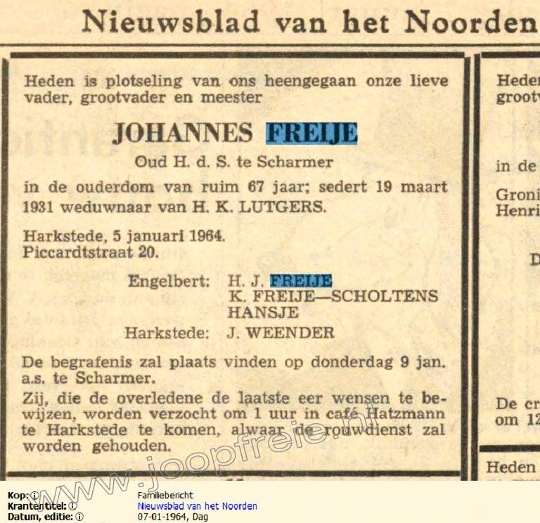Klik voor foto in apart venster 4073_johannesfreije__1964_krant.jpg