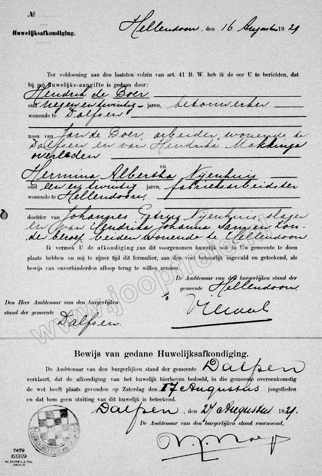 Klik voor foto in apart venster 21_boer-nijenhuis_1929_huwelijksafkondiging.jpg