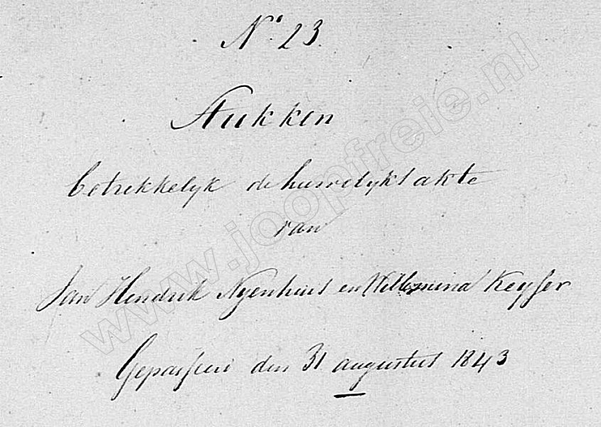 Klik voor foto in apart venster 54_nijenhuis-keijser_1843_huwelijksbijlage_voorblad.jpg