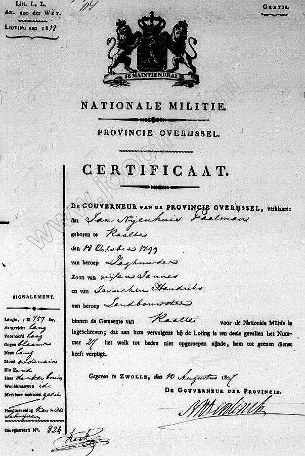 Klik voor foto in apart venster 65_nijenhuis-paalberents_1827_huwelijksbijlagen_militie.jpg
